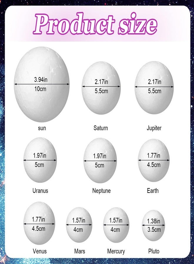 Innconee 20 Solar System Model Project Kit with 10 Foam Ball LED Lights 12 Pigment 2 Brushes Solar System Background DIY Outer Space Planet Foam for Kid School Science Projects Arts Crafts(Rectangle) - Image 3